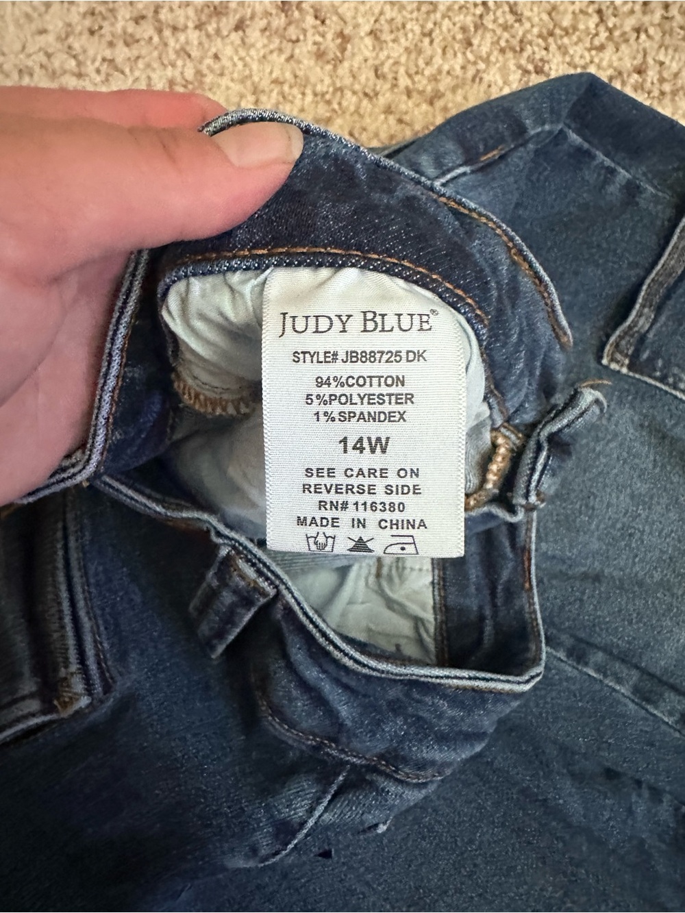 Judy Blue size 14W Wide Leg Cargo Jeans in Dark Blue - Women's Comfort Fit - Picture 3 of 7